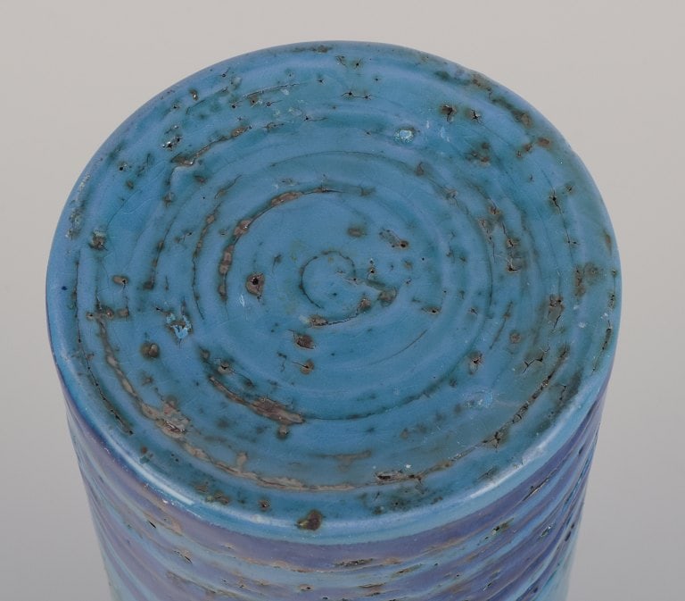 Aldo Londi (1911-2003) for Bitossi, Italy. Ceramic vase with green and blue glaze in a geometric - 6