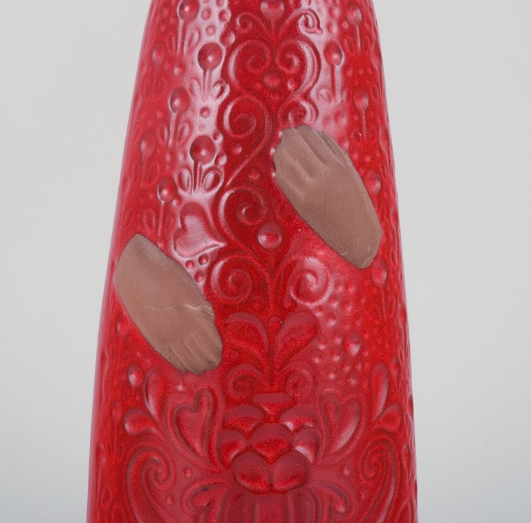 Mari Simmulson, a large unique handmade ceramic sculpture of a woman with deep red glaze. - 5