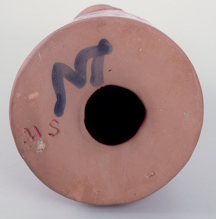 Mari Simmulson, a large unique handmade ceramic sculpture of a woman with deep red glaze. - 8