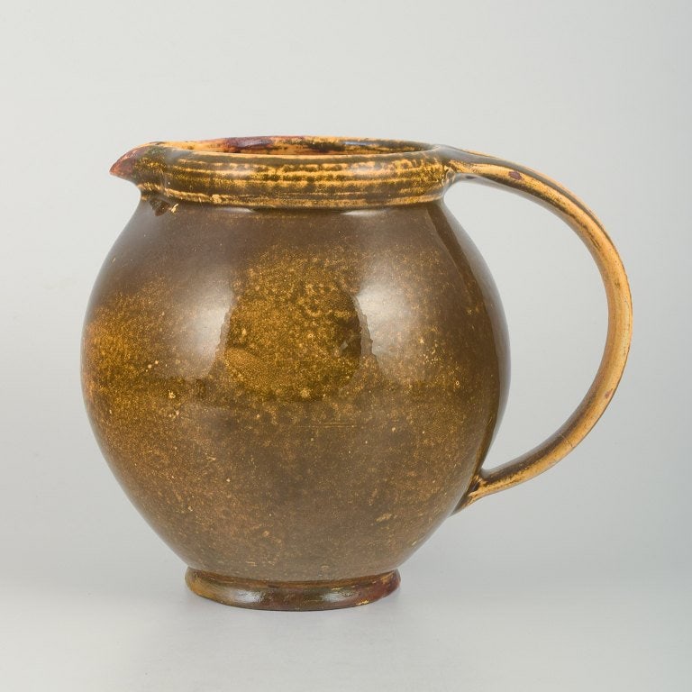 Svend Hammershøi for Kähler, Denmark. Jug in glazed ceramic with beautiful uranium glaze. (1 of 4)