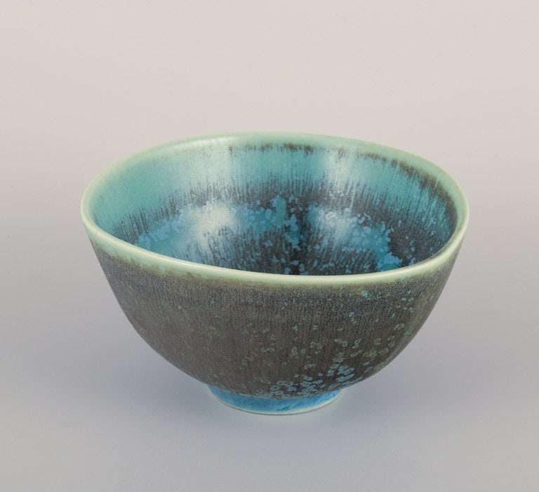 Berndt Friberg for Gustavsberg, Sweden. "Selecta" ceramic bowl in eggshell glaze with blue and green (1 of 8)