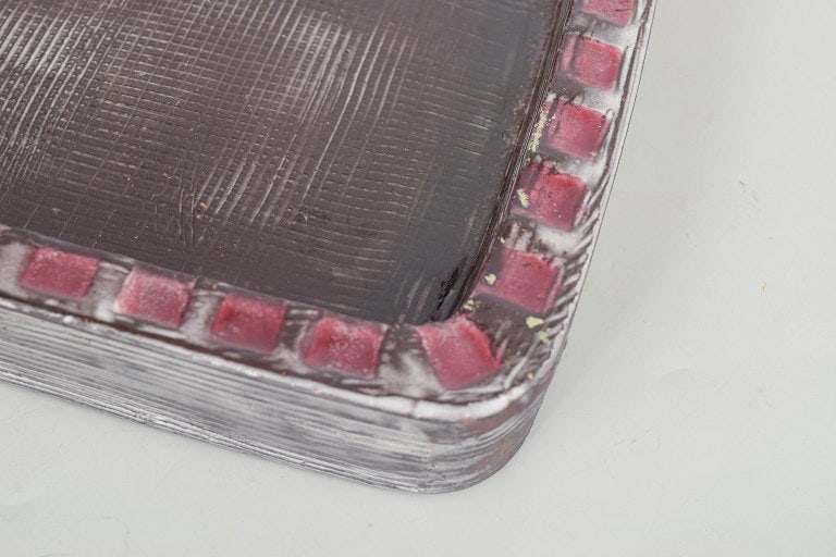 Mari Simmulson for Upsala Ekeby, Sweden. Stoneware dish with brown glazed centre. Approx. 1960s. - 3