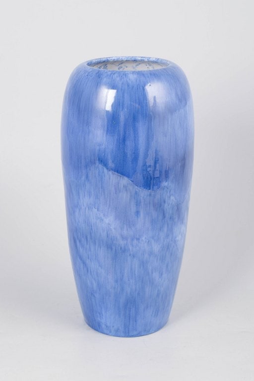 THL Denmark. Large tall cylindrical stoneware vase in with light blue tones. Approx. 1940s. (1 of 4)