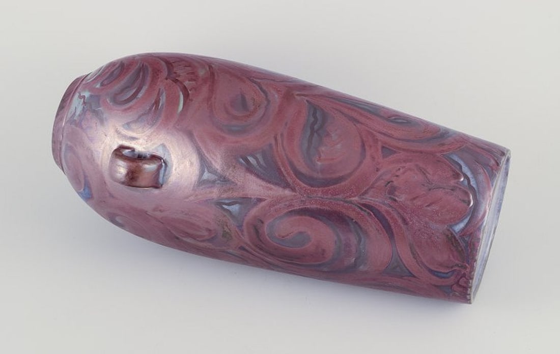 E.B.S. Klint, Danish ceramicist. Large unique ceramic floor vase with two handles. Mid-20th century. - 8