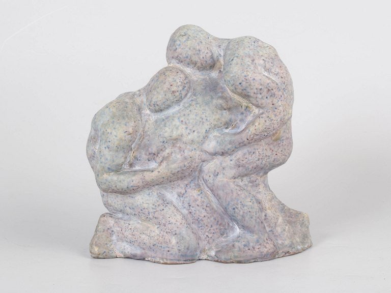Figurative stoneware sculpture with light multicoloured glaze. Denmark, approx. 1980s. (1 of 5)