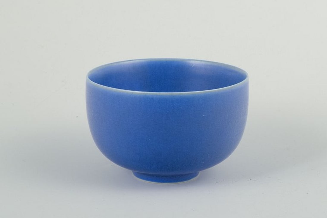 Per Linnemann-Schmidt for Palshus, Denmark. Rounded stoneware bowl with a deep matte blue glaze. (1 of 4)