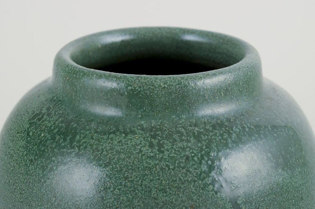 Likely Danish ceramicist. Unique lidded ceramic jar. Brass and bronze lid. Circa 1930s. - 5