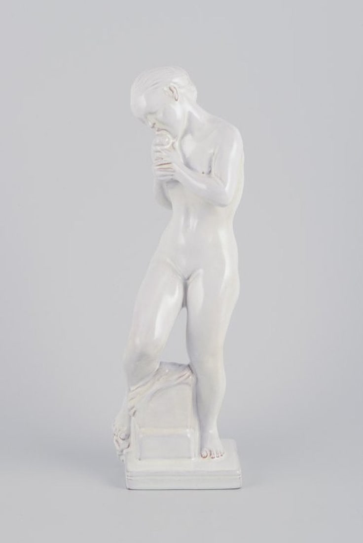 Kai Nielsen for Kähler, Denmark. 'Eva med Ã¦blet'. White-glazed earthenware figurine. (1 of 8)