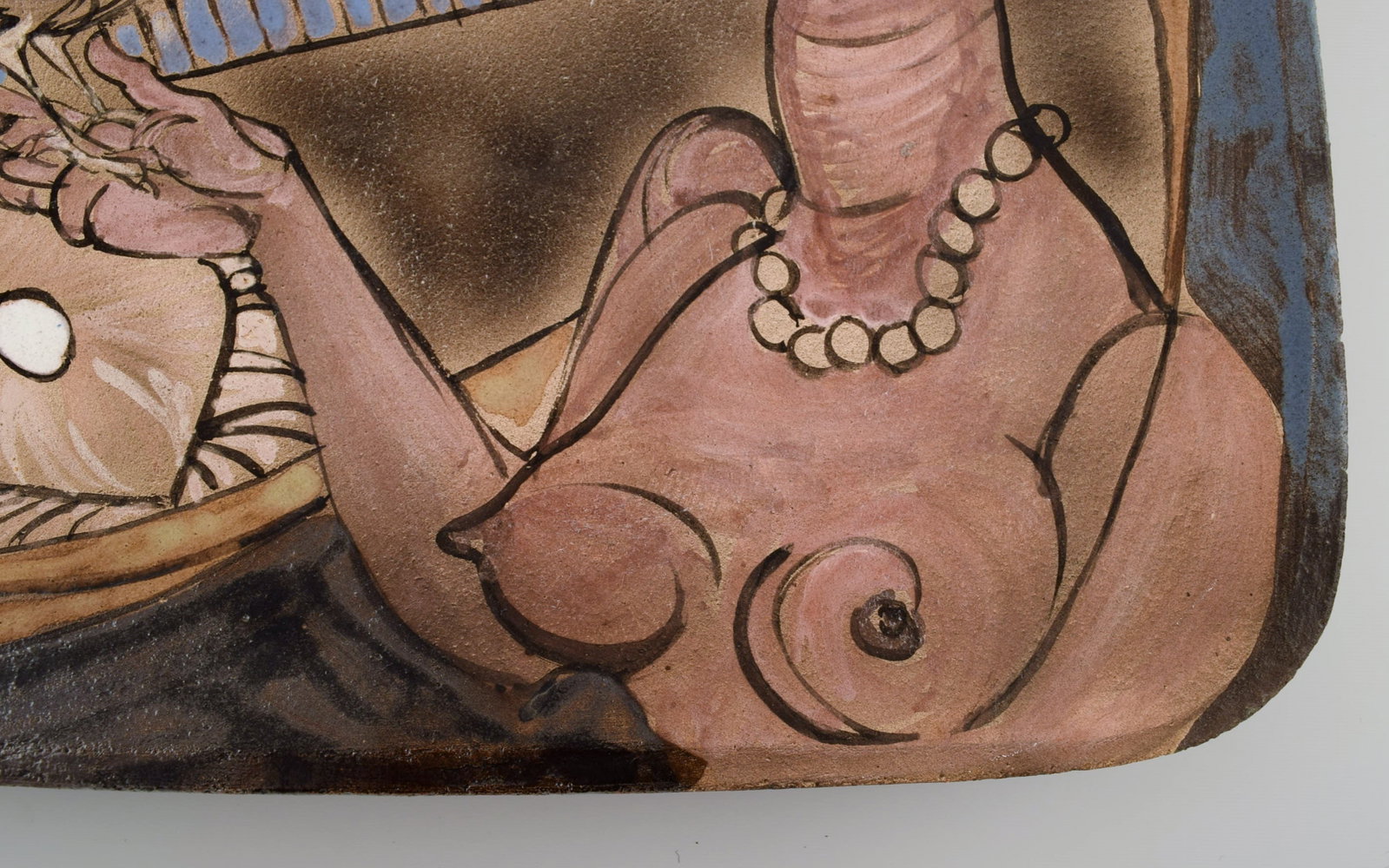 Achiel Pauwels (b. 1932), Belgium. Unique dish in glazed hand-painted ceramics. Naked woman and - 3