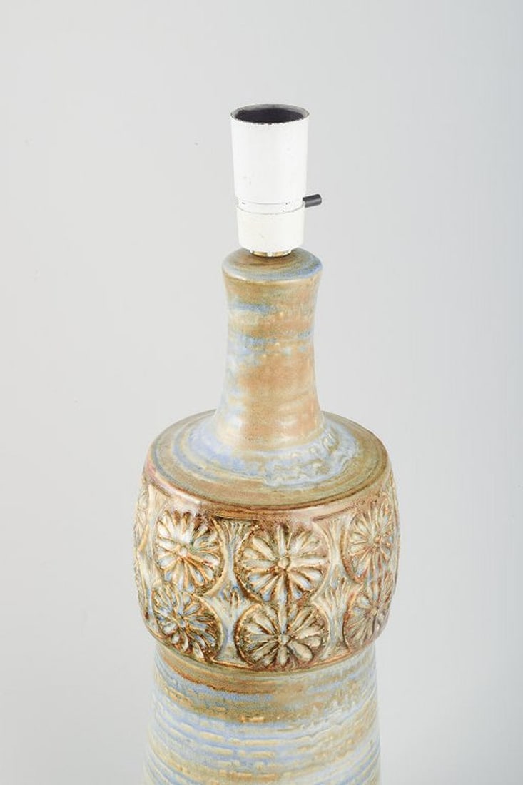 Arne Finne for Søholm, Denmark. Very large ceramic lamp with period-typical pattern. Circa - 2