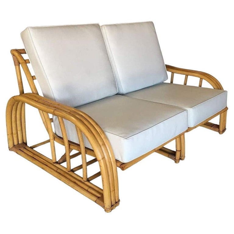 Rare Restored Museum Quality 3-Strand Rattan Settee, Paul Laszlo for Ficks Reed (1 of 8)