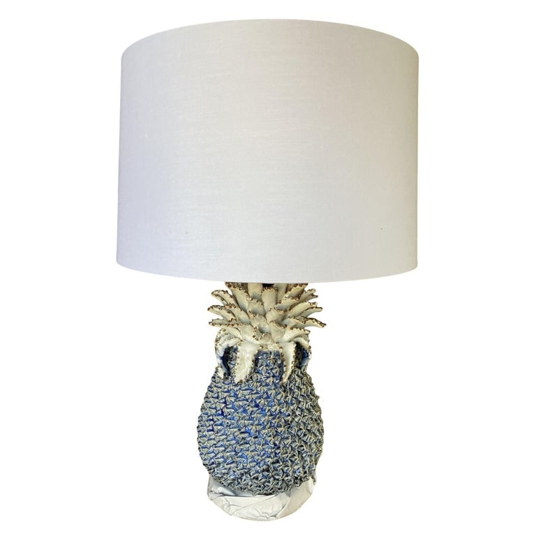 Modern Ceramic Pineapple Lamp With Large Shade W/ Shade (1 of 10)