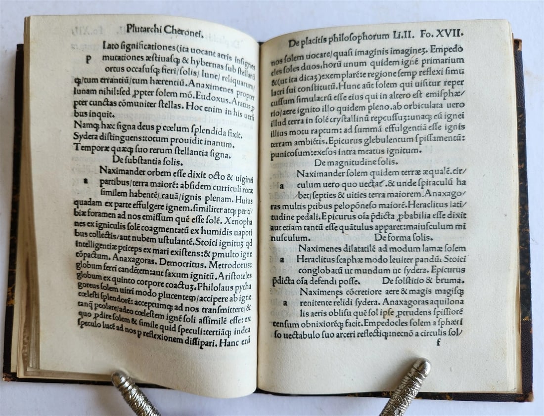 1510 POST-INCUNABULA Pseudo-Plutarch ANTIQUE De Placitis Philosophorum VERY RARE - 4