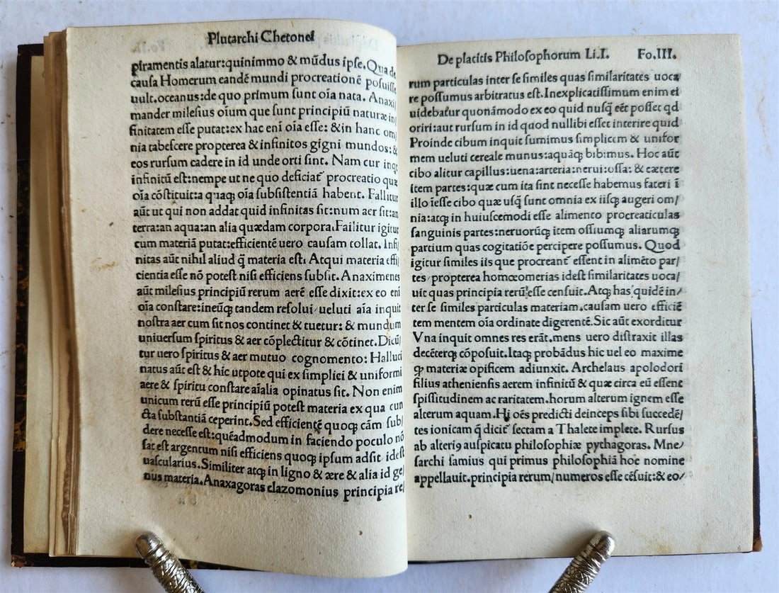 1510 POST-INCUNABULA Pseudo-Plutarch ANTIQUE De Placitis Philosophorum VERY RARE - 6