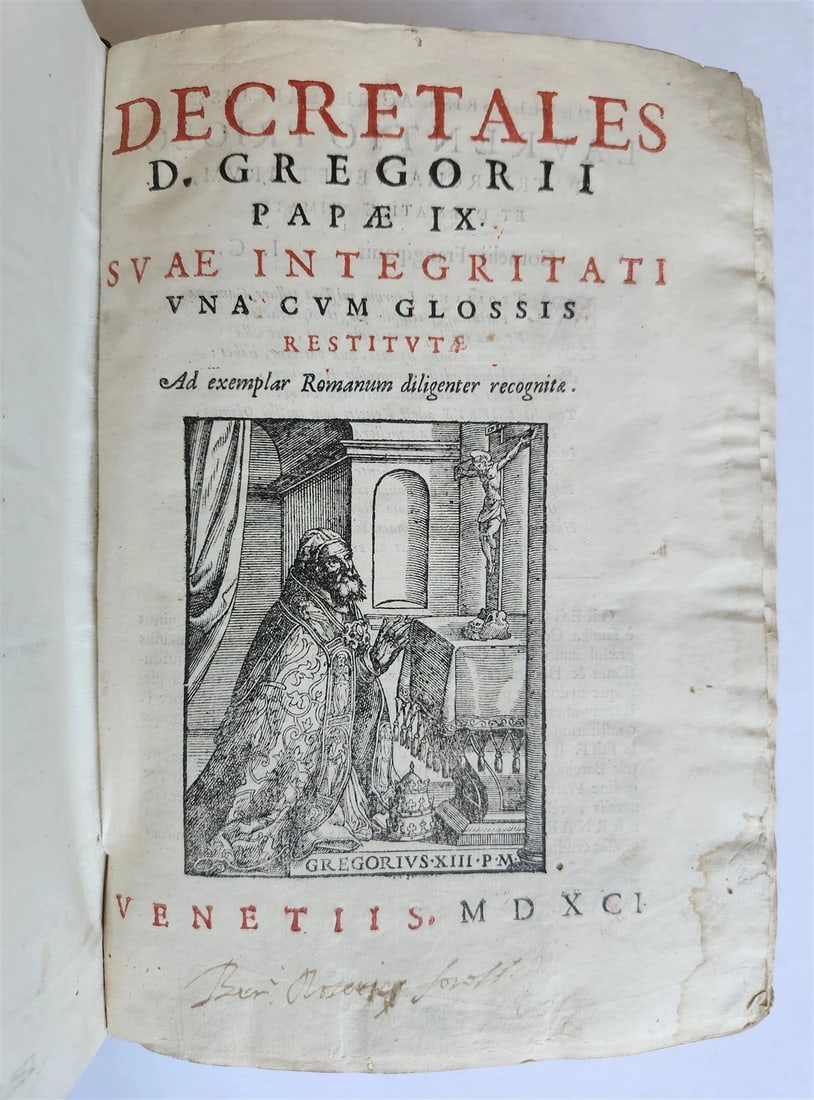 1591 DECRETALS of Pope Gregory IX antique 16th CENTURY - 2