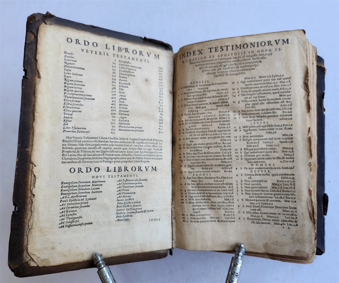 1562 BIBLE ILLUSTRATED antique ORIGINAL PIGSKIN BINDING LATIN BIBLIA SACRA 16 c. - 10