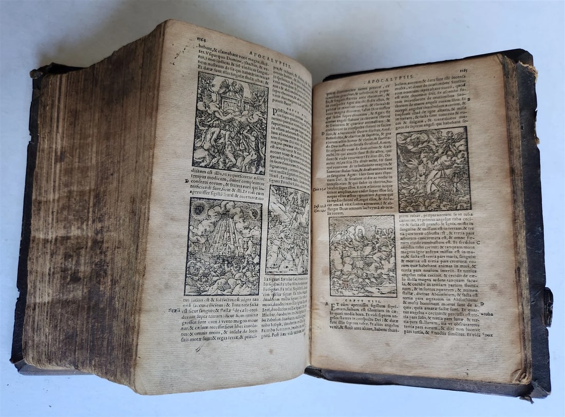 1562 BIBLE ILLUSTRATED antique ORIGINAL PIGSKIN BINDING LATIN BIBLIA SACRA 16 c. - 16