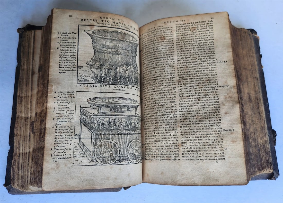 1562 BIBLE ILLUSTRATED antique ORIGINAL PIGSKIN BINDING LATIN BIBLIA SACRA 16 c. - 17