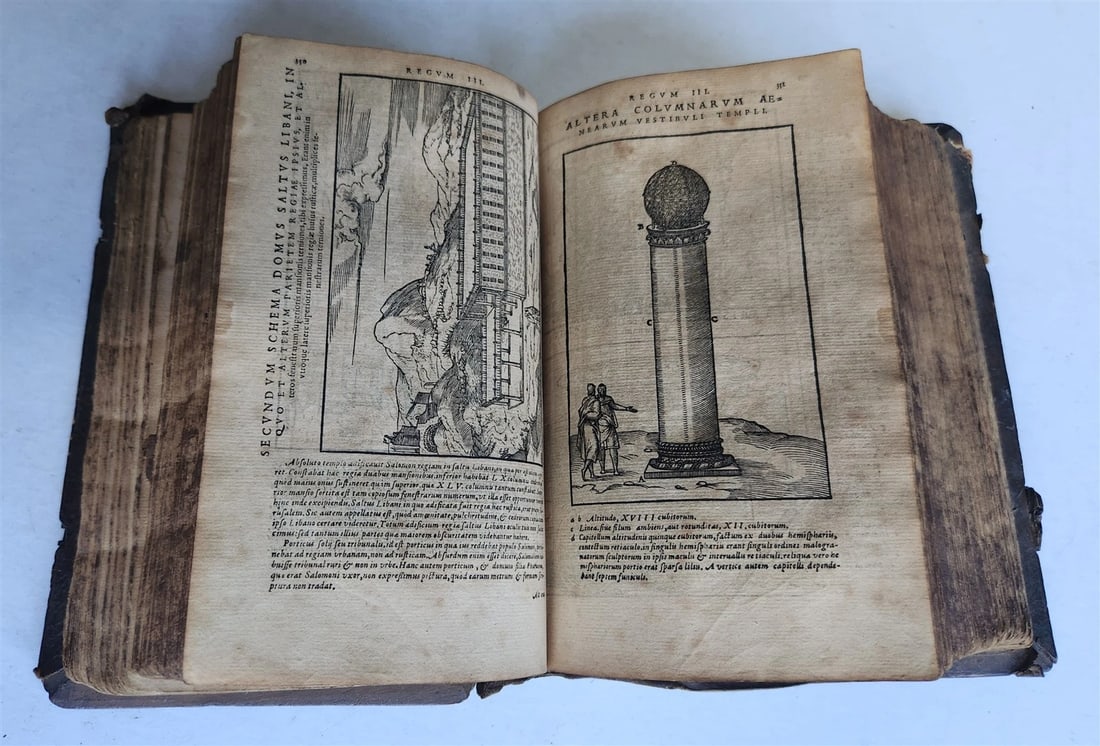 1562 BIBLE ILLUSTRATED antique ORIGINAL PIGSKIN BINDING LATIN BIBLIA SACRA 16 c. - 18