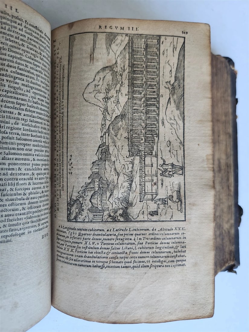1562 BIBLE ILLUSTRATED antique ORIGINAL PIGSKIN BINDING LATIN BIBLIA SACRA 16 c. - 19