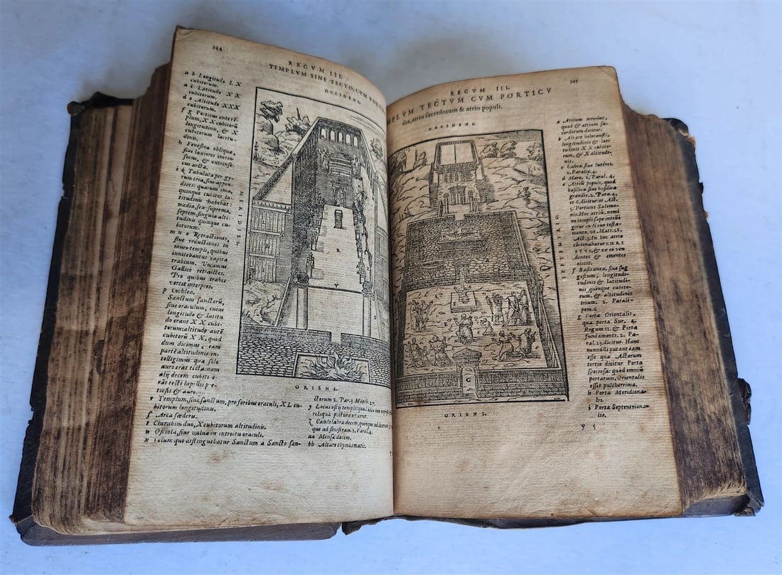 1562 BIBLE ILLUSTRATED antique ORIGINAL PIGSKIN BINDING LATIN BIBLIA SACRA 16 c. - 20
