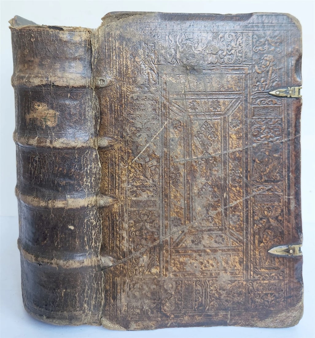 1562 BIBLE ILLUSTRATED antique ORIGINAL PIGSKIN BINDING LATIN BIBLIA SACRA 16 c. - 2