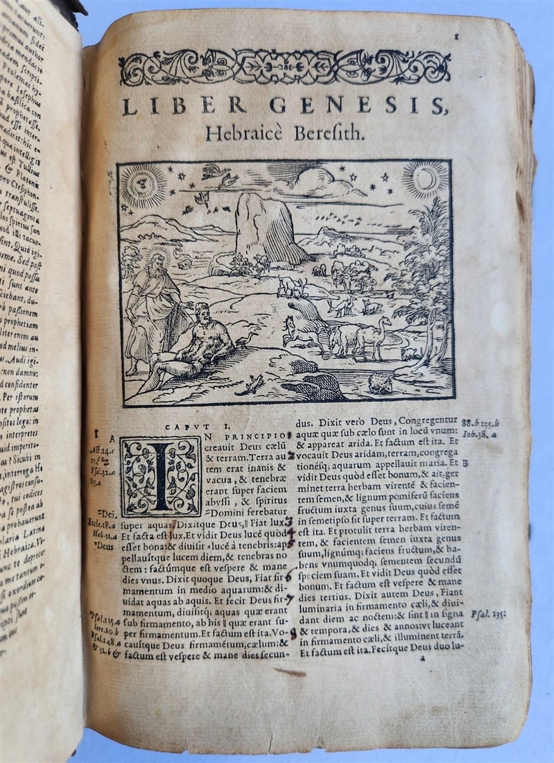 1562 BIBLE ILLUSTRATED antique ORIGINAL PIGSKIN BINDING LATIN BIBLIA SACRA 16 c. - 6
