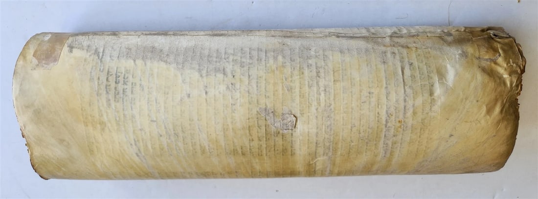 TORAH SCROLL FRAGMENT VELLUM MANUSCRIPT 19th century ANTIQUE Book of EXODUS - 3