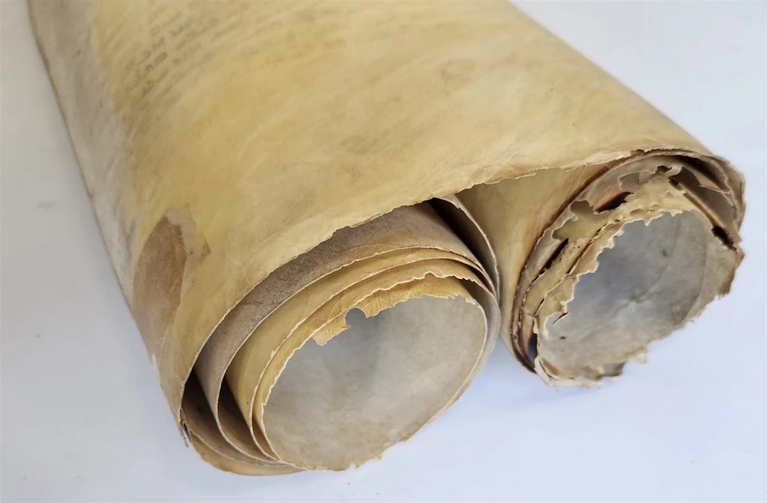 TORAH SCROLL FRAGMENT VELLUM MANUSCRIPT 19th century ANTIQUE Book of EXODUS - 4