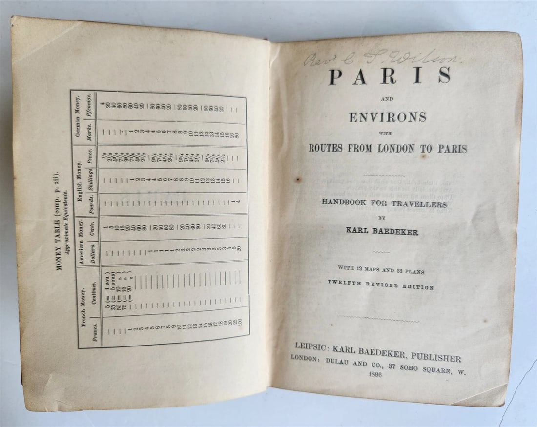 1896 BAEDERKER'S PARIS and ITS ENVIRONS antique ILLUSTRATED w/ MAPS & PLANS - 2