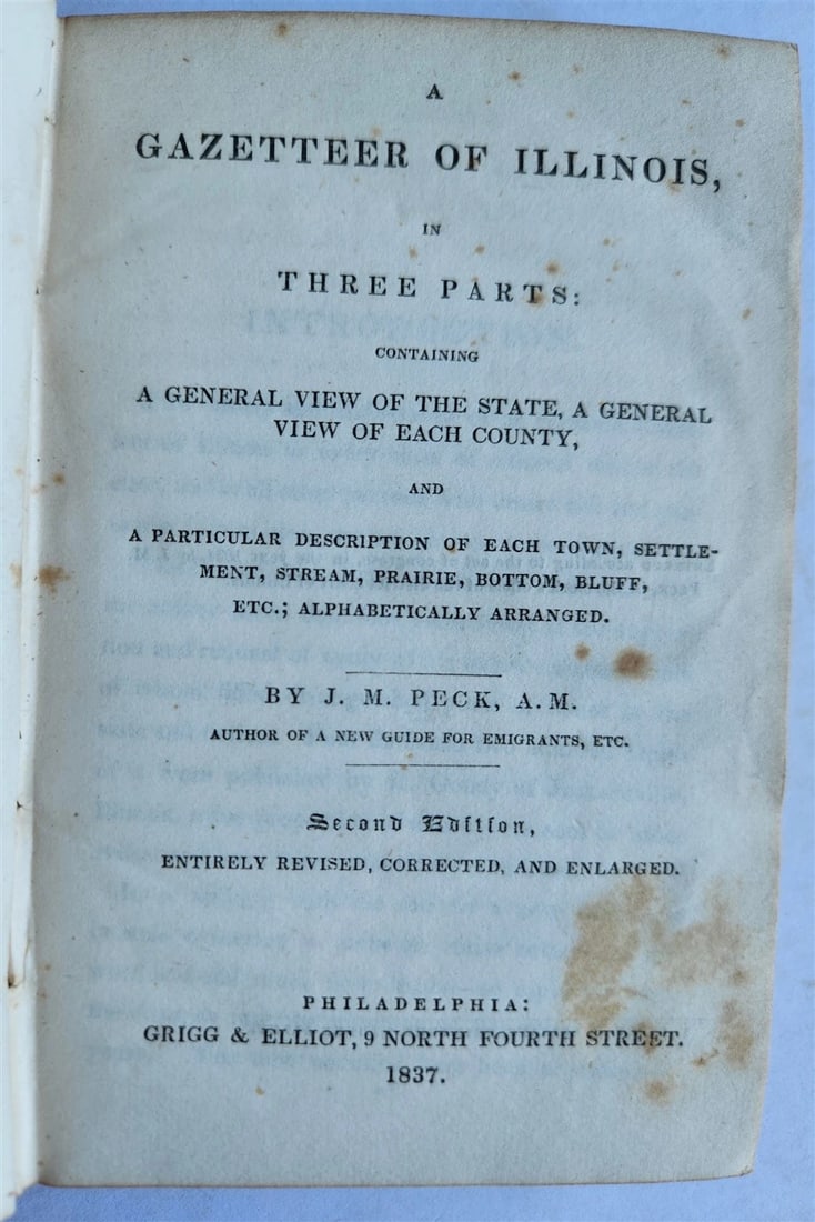 1837 PECK'S NEW GAZETTEER of ILLINOIS antique AMERICANA - 2