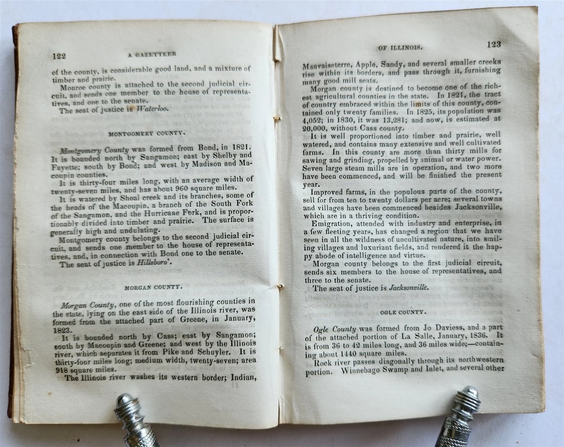 1837 PECK'S NEW GAZETTEER of ILLINOIS antique AMERICANA - 4