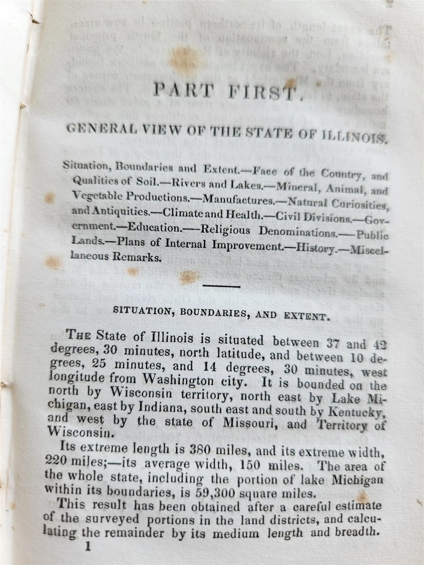 1837 PECK'S NEW GAZETTEER of ILLINOIS antique AMERICANA - 7