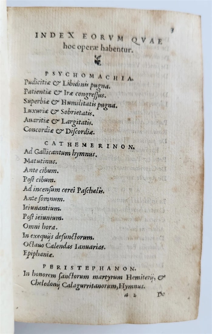 1553 POETRY by PRUDENTIUS antique 16th CENTURY vellum binding - 10