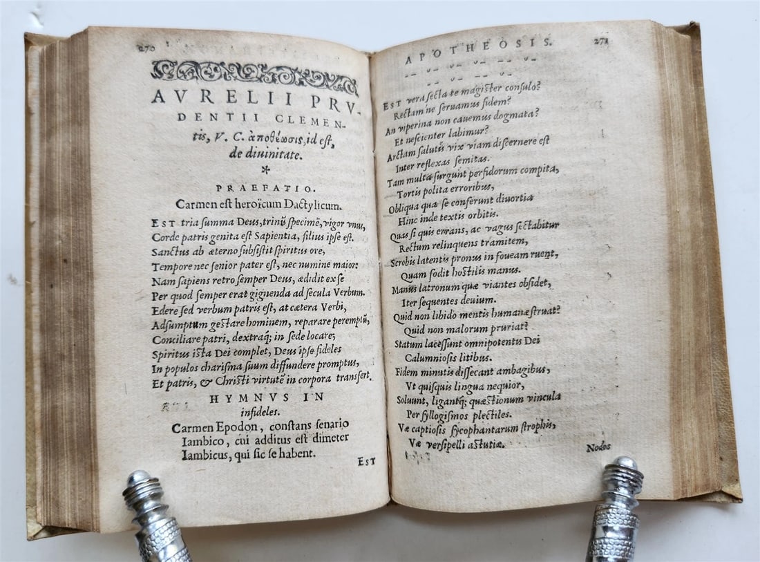 1553 POETRY by PRUDENTIUS antique 16th CENTURY vellum binding - 5