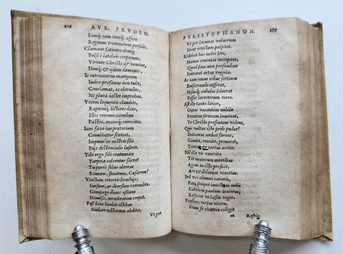 1553 POETRY by PRUDENTIUS antique 16th CENTURY vellum binding - 6