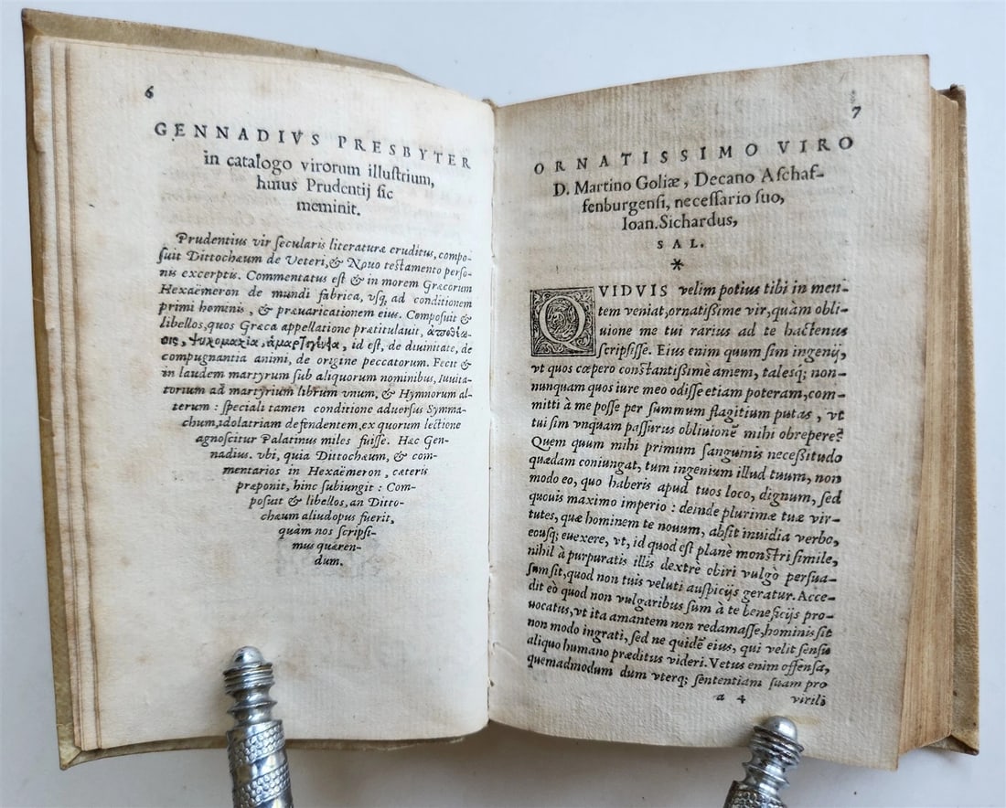 1553 POETRY by PRUDENTIUS antique 16th CENTURY vellum binding - 7