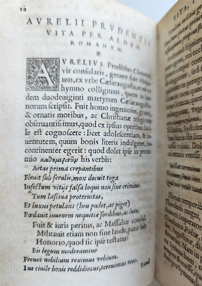 1553 POETRY by PRUDENTIUS antique 16th CENTURY vellum binding - 8