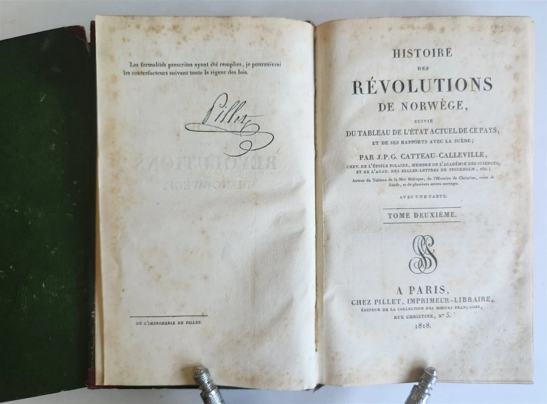 1818 HISTOIRE des REVOLUTIONS de NORWEGE antique 2 VOLUMES w/ MAP - 5