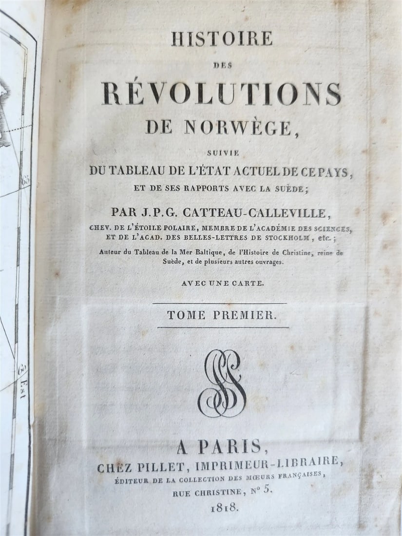 1818 HISTOIRE des REVOLUTIONS de NORWEGE antique 2 VOLUMES w/ MAP - 7