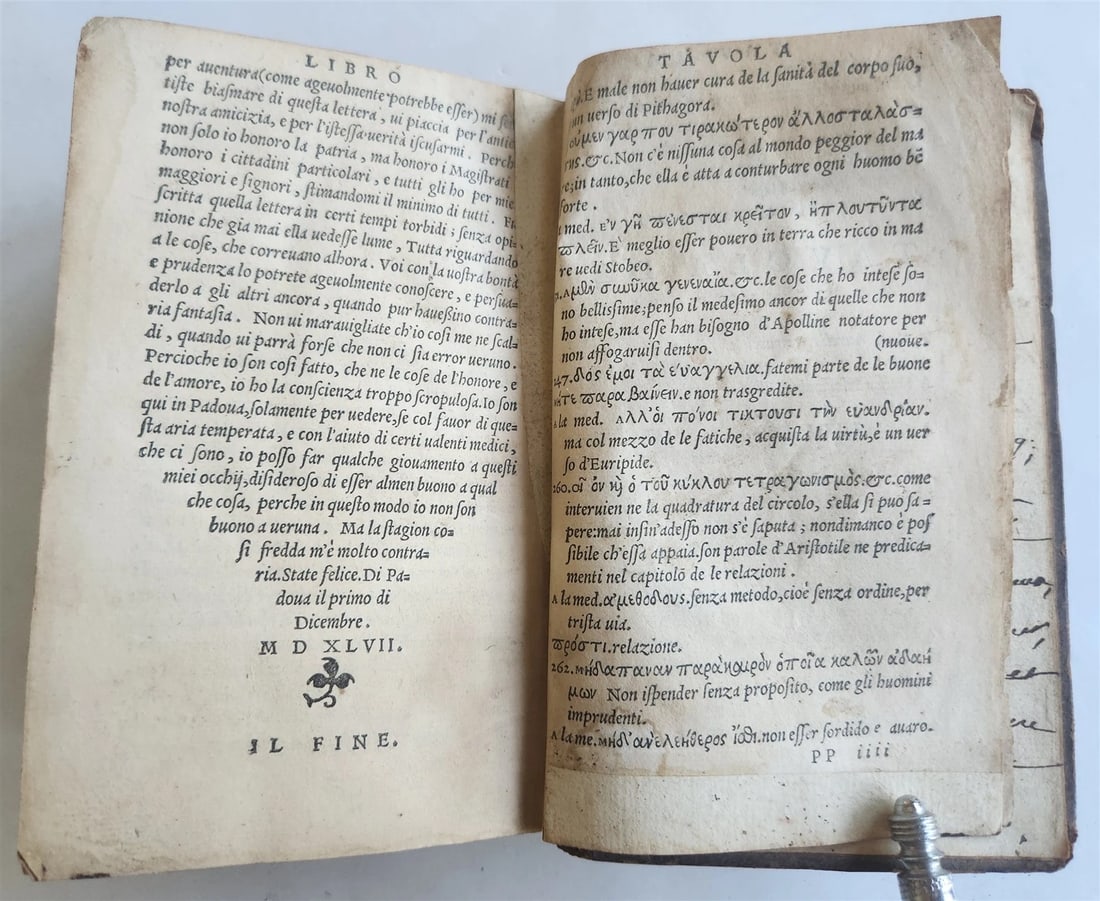 1554 DE LE LETTERE di M. CLAUDIO TOLOMEI ILLUSTRATED w/ MAP antique 16th CENTURY - 8