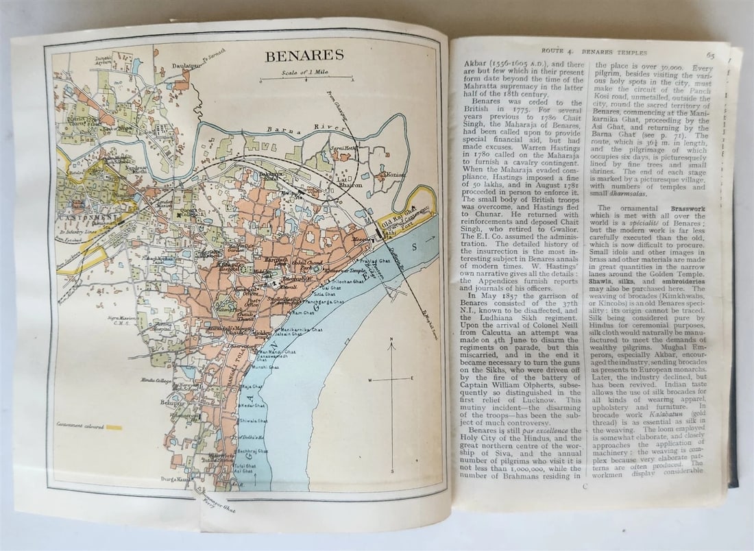 1926 HANDBOOK for TRAVELLERS in INDIA BURMA CEYLON antique ILLUSTRATED w/ MAPS - 9