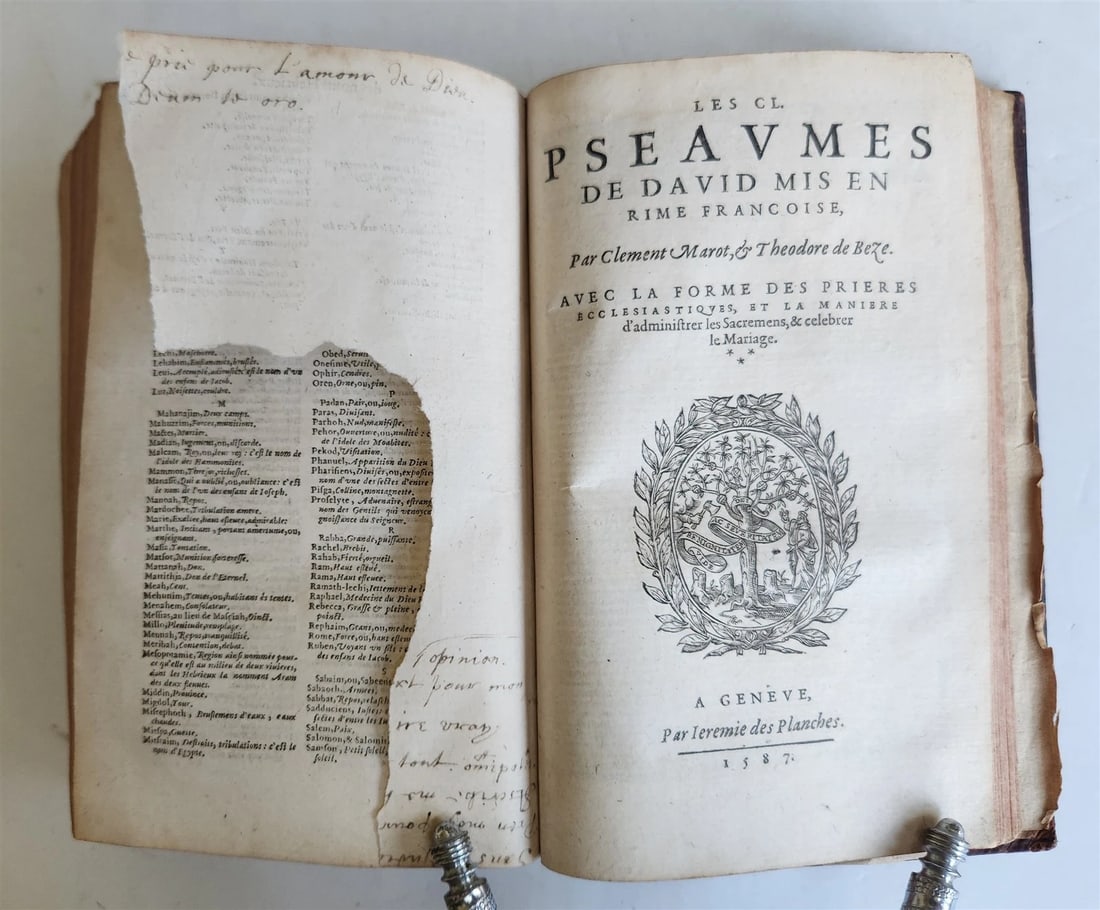 1588 BIBLE in FRENCH antique 16th CENTURY OLD & NEW TESTAMENT - 13