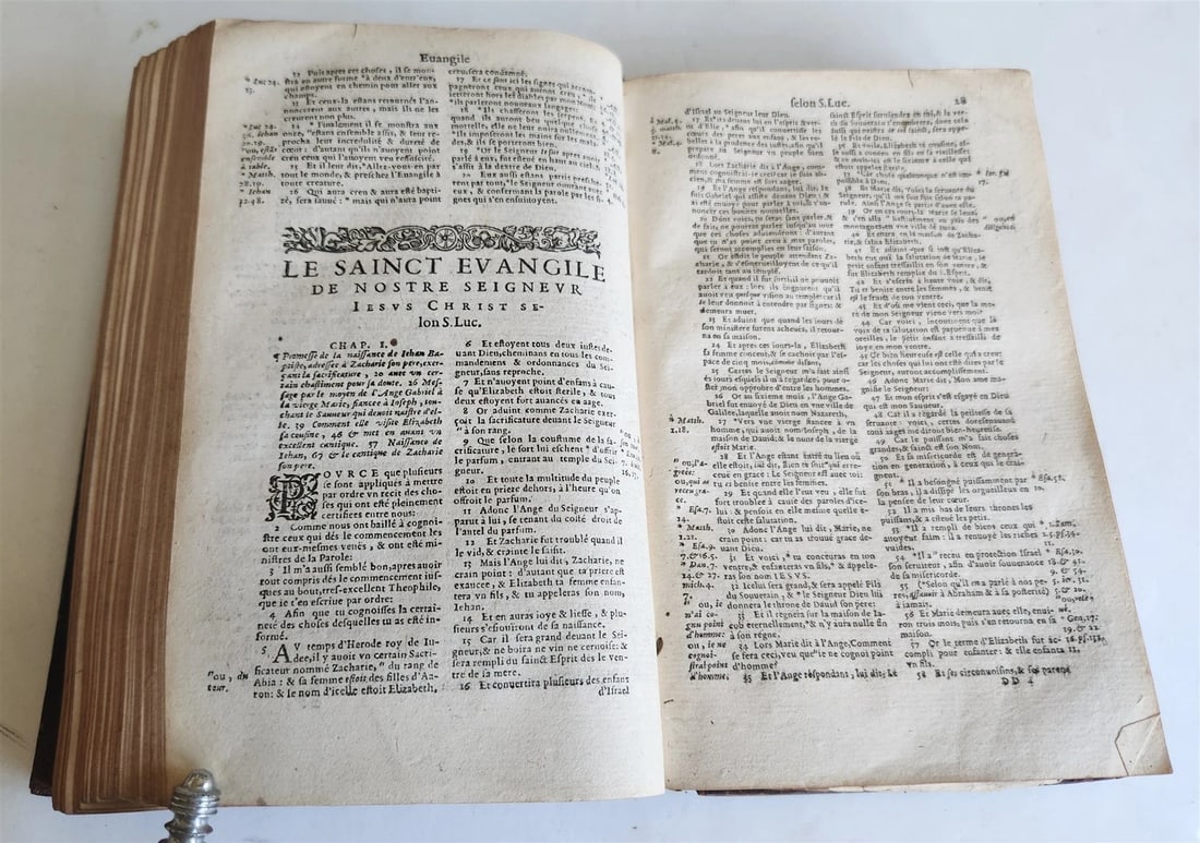 1588 BIBLE in FRENCH antique 16th CENTURY OLD & NEW TESTAMENT - 16