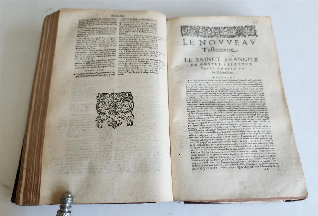 1588 BIBLE in FRENCH antique 16th CENTURY OLD & NEW TESTAMENT - 17