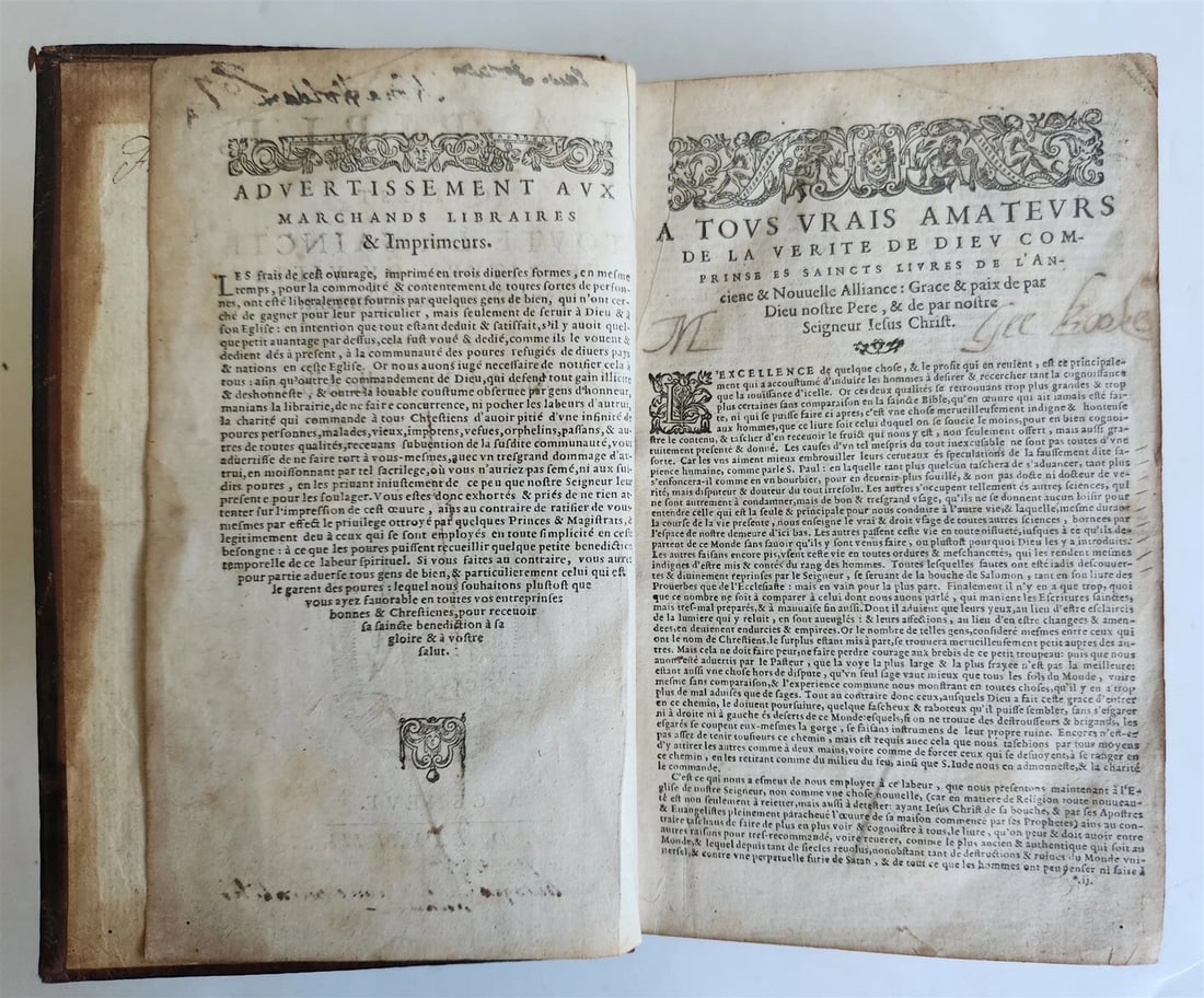 1588 BIBLE in FRENCH antique 16th CENTURY OLD & NEW TESTAMENT - 5