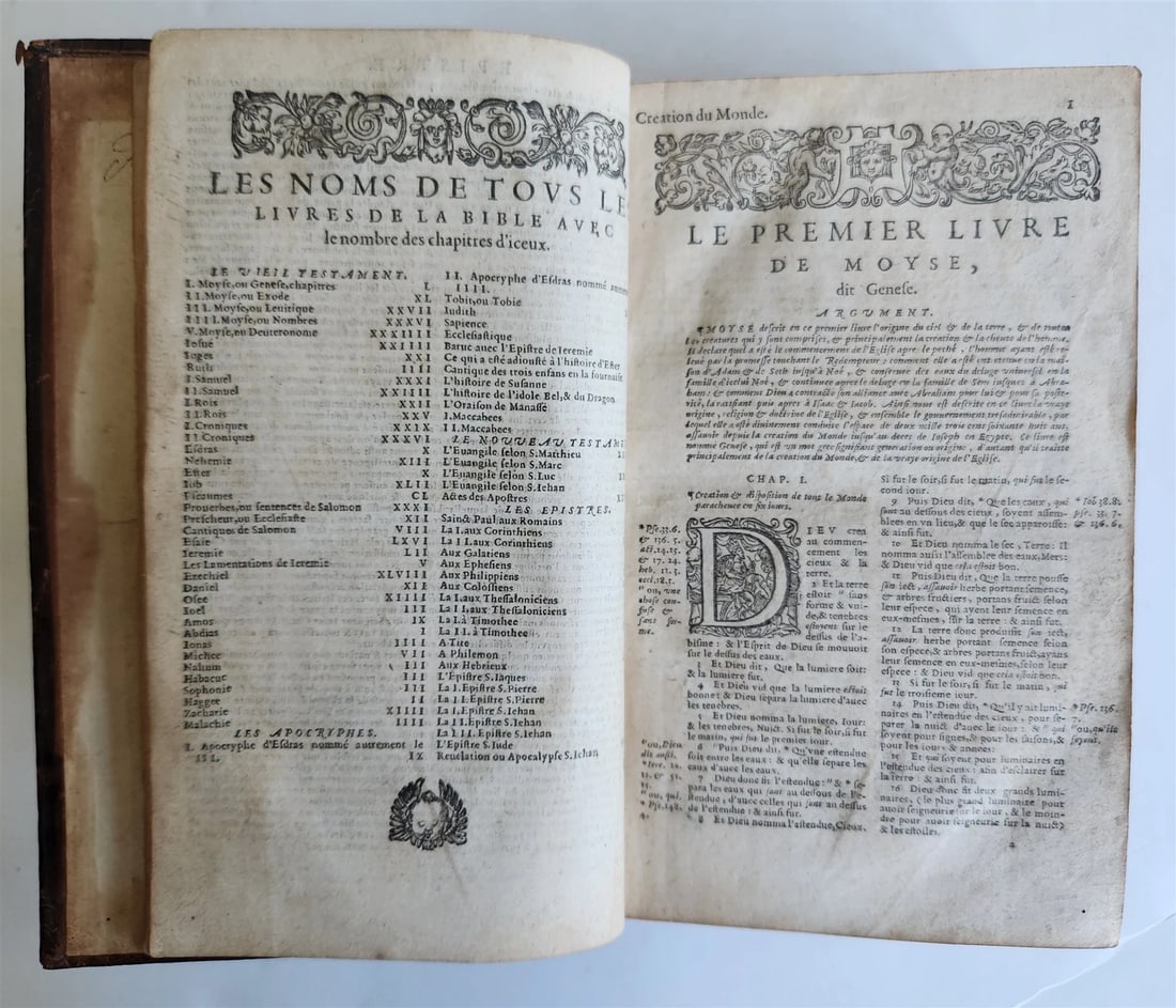 1588 BIBLE in FRENCH antique 16th CENTURY OLD & NEW TESTAMENT - 6