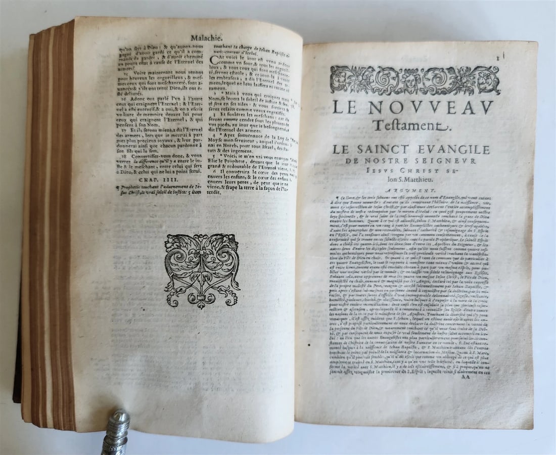 1588 BIBLE in FRENCH antique 16th CENTURY OLD & NEW TESTAMENT - 9