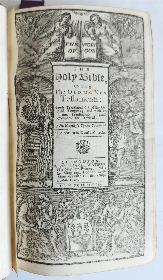 1721 BIBLE in ENGLISH antique SCOTTISH Edinburgh OLD & NEW TESTAMENT - 2