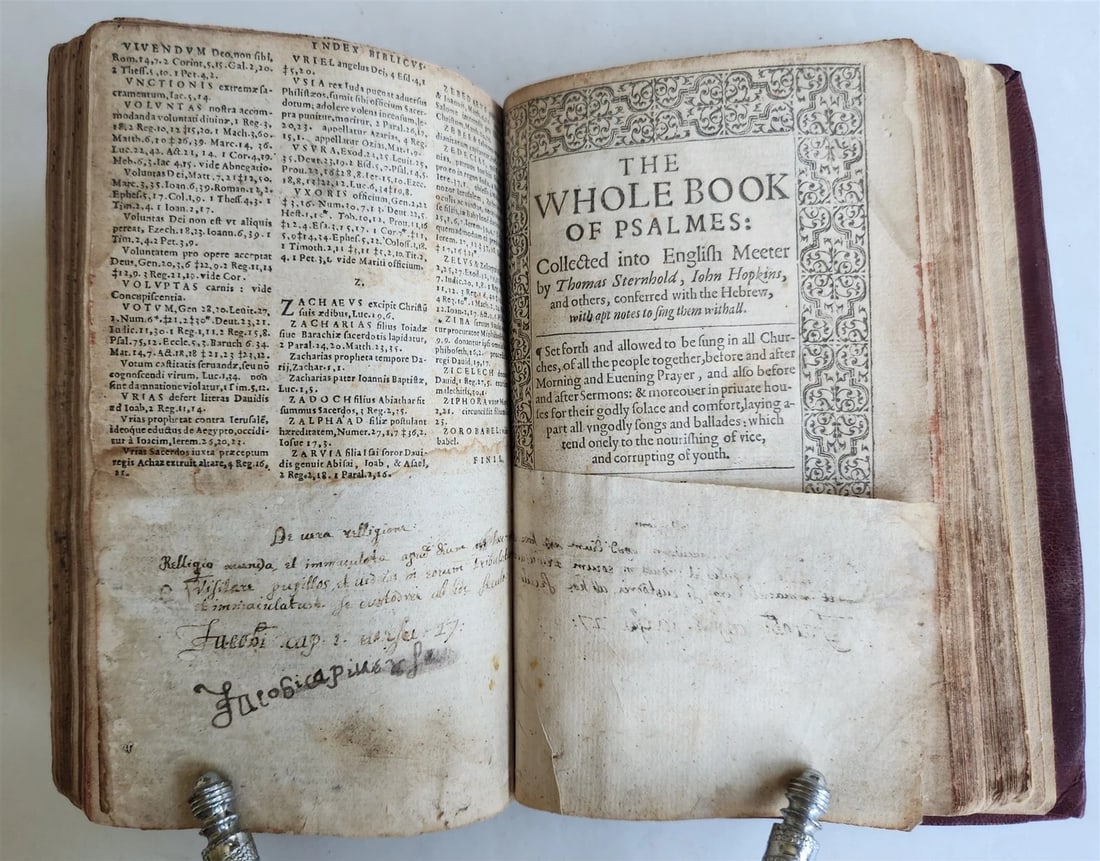 1574 BIBLE LATIN PLANTIN PRESS & 1627 BOOK of COMMON PRAYER in ENGLISH antique - 7